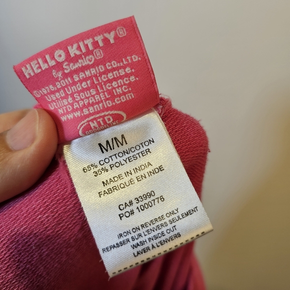 Hello Kitty sequined 3/4 sleeve long crewneck reverse knit sweater girls size M - Picture 3 of 6